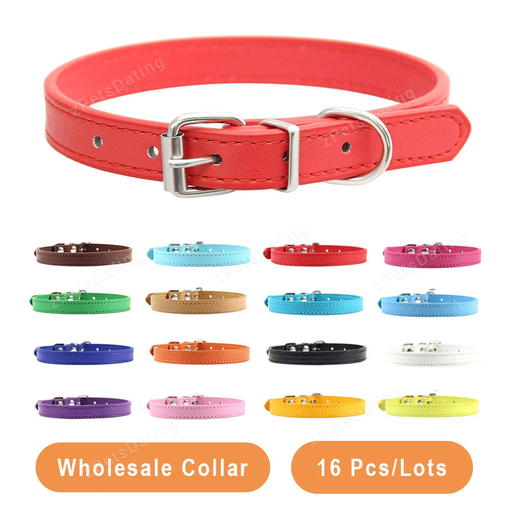 Pet Supplies Wholesale - ขายส่ง16 PCS Pet Collar หนัง PU