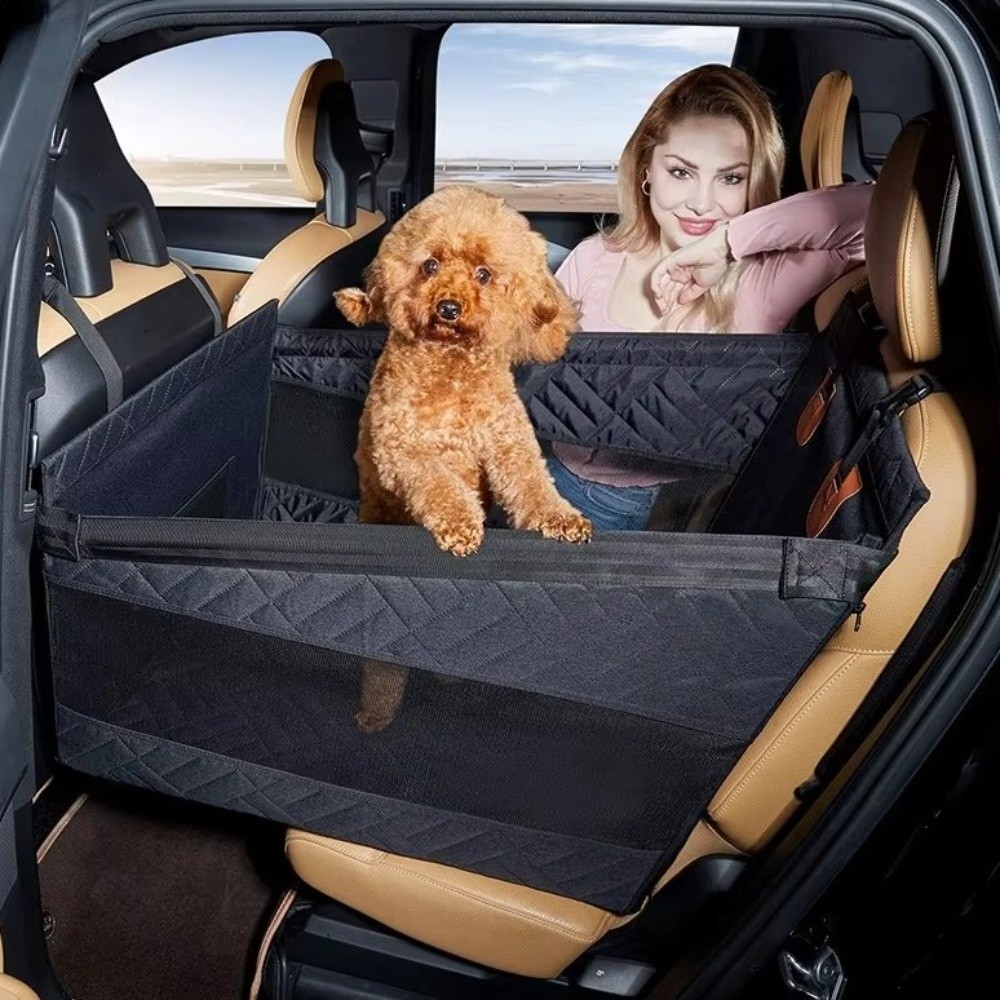 Calming Dog Bed - เบาะนั่งในรถสำหรับสุนัขแบบกันน้ำ กันลื่น ปลอดภัย ขนาดใหญ่ ระบายอากาศได้ดี พร้อมตาข่ายเสริมเบาะหลังรถยนต์