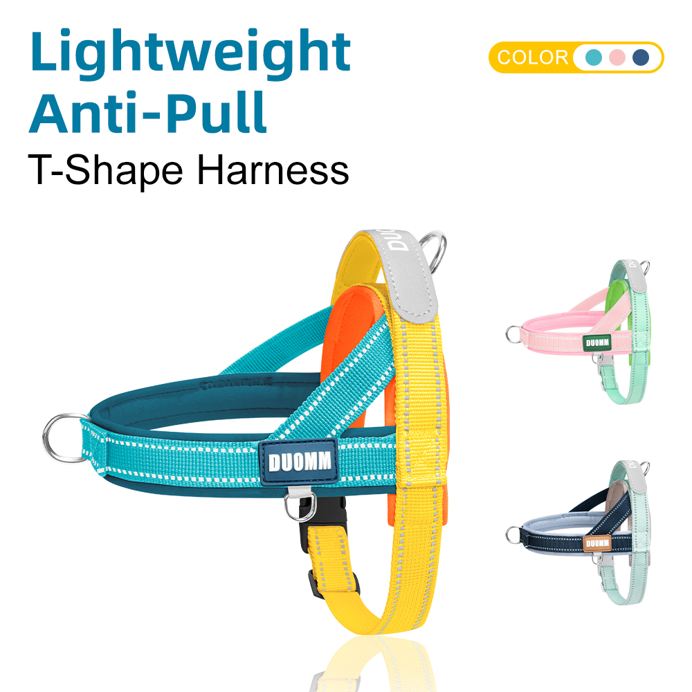 No Pull Dog Harness - สายรัดอกสุนัขแบบไม่รัดคอ รูปตัว T ระบายอากาศได้ดี สำหรับฤดูใบไม้ผลิและฤดูร้อน บุนุ่ม