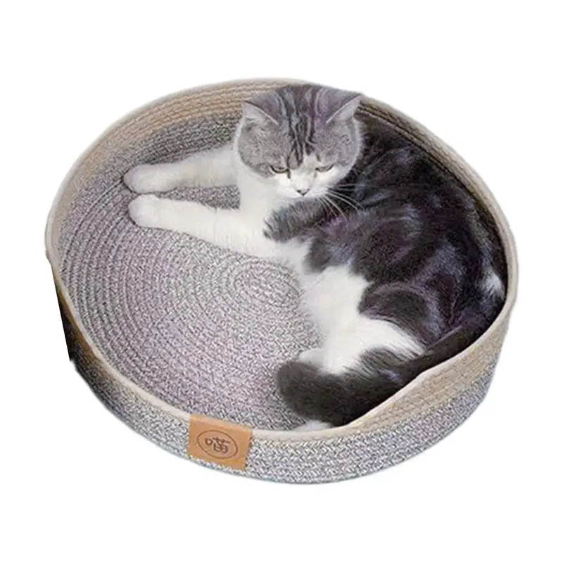 Calming Dog Bed - ที่นอนแมวแสนสบาย ที่นอนแมวอุ่น ที่นอนแมวทำจากเชือกฝ้าย ที่ลับเล็บแมว ที่นอนสุนัขแบบล้างทำความสะอาดได้ ที่นอนสัตว์เลี้ยงแบบโดนัทสำหรับใช้ในบ้าน