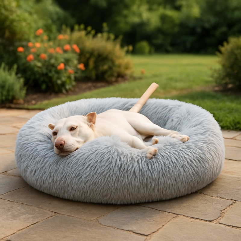 Calming Dog Bed - เตียงสัตว์เลี้ยงทรงกลมแบบซักได้ นุ่มสบาย สำหรับแมวและสุนัข โซฟาผ้ากำมะหยี่ เหมาะสำหรับสุนัขพันธุ์เล็กถึงใหญ่ ตะกร้าอุ่นสำหรับฤดูหนาว