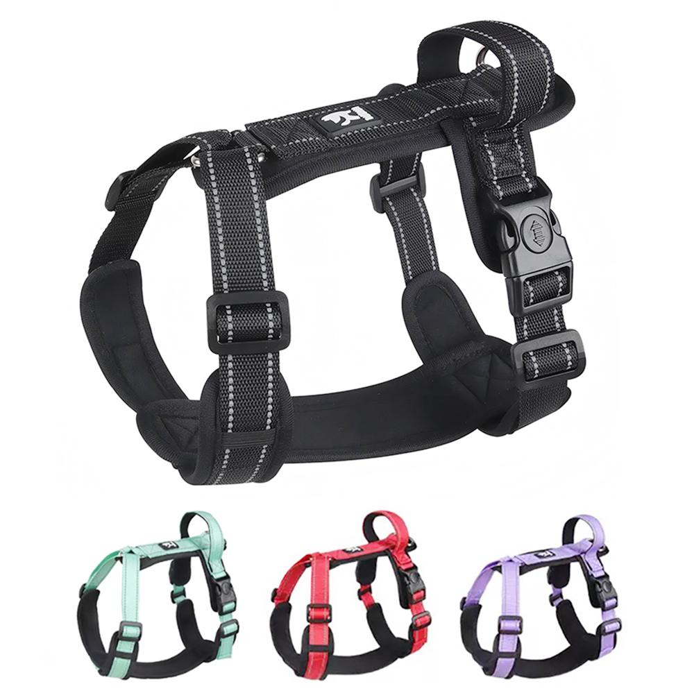 No Pull Dog Harness - ใหม่สัตว์เลี้ยงสุนัขสายรัดไม่มีดึงสุนัขเสื้อกั๊กปรับสายรัดหน้าอกสะท้อนแสงความปลอดภัยตะกั่วทุกสภาพอากาศสําหรับสุนัขขนาดกลางขนาดเล็ก