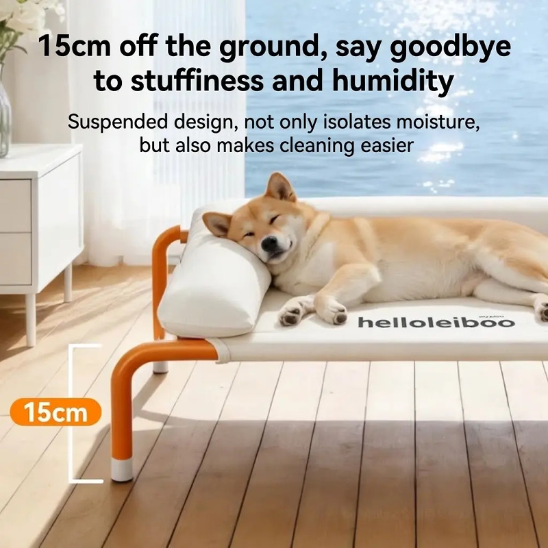 Calming Dog Bed - เตียงนอนสัตว์เลี้ยงแบบยกพื้น ระบายอากาศได้ดี ถอดซักได้ พร้อมหมอน สำหรับสุนัขและแมว ใช้ได้ทั้งภายนอกบ้านและในบ้าน