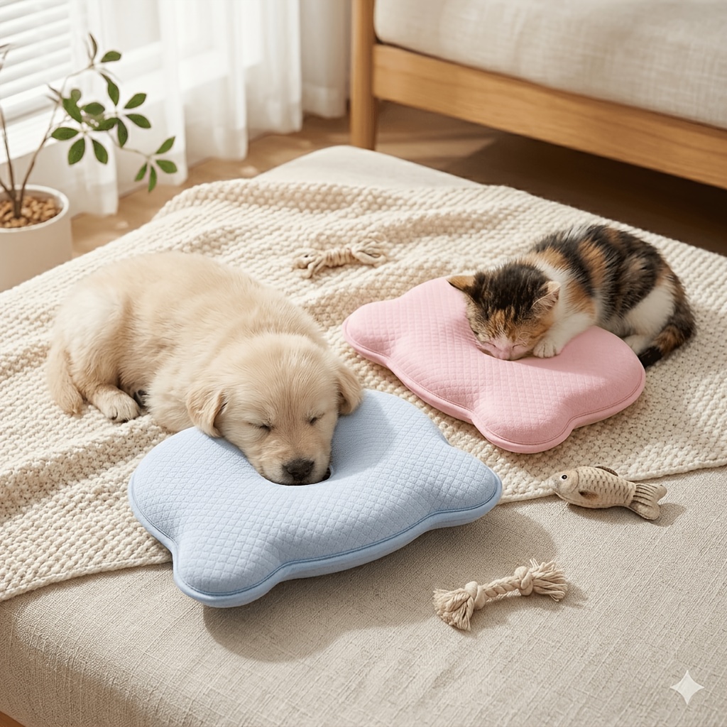 Calming Dog Bed - แผ่นรองนอนน่ารักสร้างสรรค์และสะดวกสบายสำหรับแมวและสุนัขตัวเล็ก หมอนสำหรับสัตว์เลี้ยง แบบโปร่งระบายอากาศได้ดี ยืดหยุ่นสูงพิเศษ