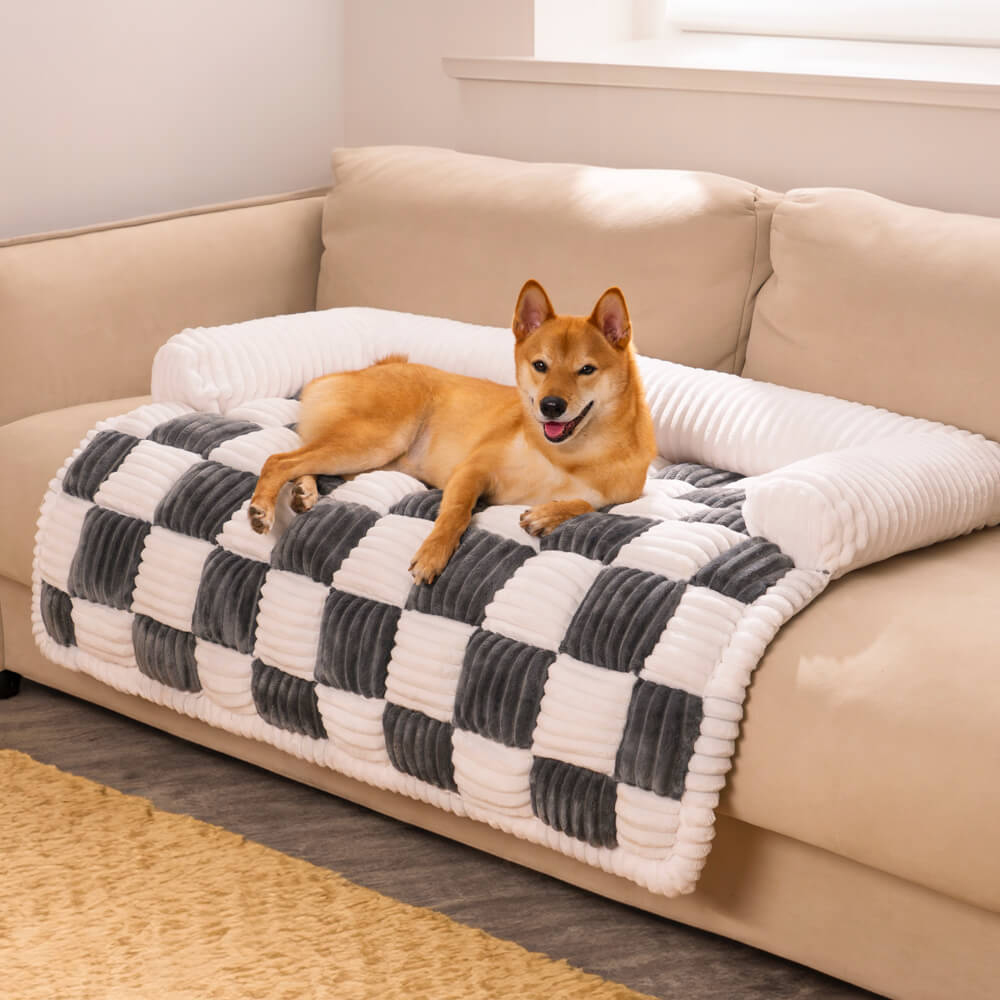 Calming Dog Bed - เบาะนอนสำหรับสุนัขและแมวที่ช่วยให้สงบ, แผ่นรองนอนสำหรับสุนัขที่สามารถซักได้, ผ้าคลุมโซฟาที่นุ่มสบายสำหรับสุนัขและแมวขนาดเล็ก กลาง และใหญ่