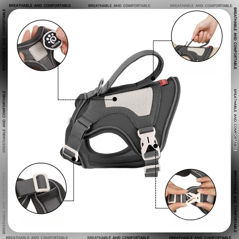 สายจูงแมวแบบยุทธวิธีพร้อมสายจู - No Pull Dog Harness บทวิจารณ์และราคา